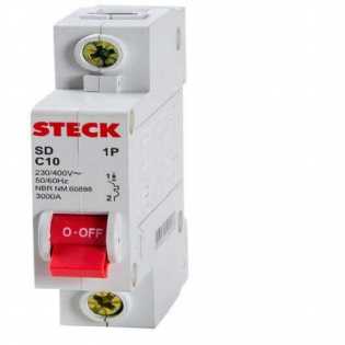 Disjuntor Unipolar Din Steck Sd61 C 10A 3Ka