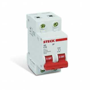 Disjuntor Bipolar Din Steck Sd62 C 16A 3Ka