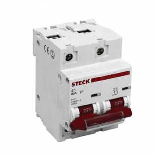 Disjuntor Bipolar Din Steck Sd2 C 80A 10Ka