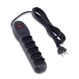 Filtro De Linha Com Disjuntor Rearmável 5 Tomadas 3 Metros Preto - Force Line