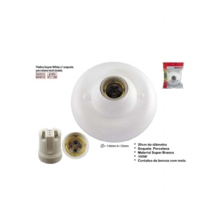 Plafon Pvc Com Soquete De Porcelana Redondo Branco Interneed