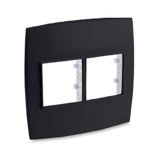 Placa Com Suporte Tomadas 4X4 4 Posições Preto Rubi - Force Line