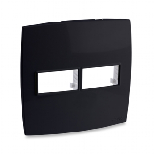 Placa Com Suporte Tomada 4X4 2 Posições Preto Rubi - Force Line