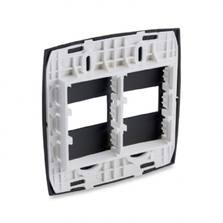 Placa Com Suporte Tomada 4X4 2 Posições Preto Rubi - Force Line