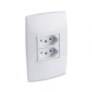 Conjunto Tomada 2P+T 10A 250V+Tomada 2P+T 20A 250V Branco Rubi - Force Line