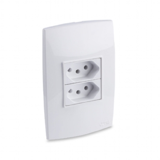 Conjunto Tomada Dupla 2P+T 20A 250V Branco Rubi - Force Line