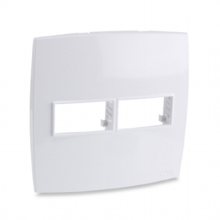 Placa Tomada 4X4 2 Posições Com Suporte Branco Rubi - Force Line