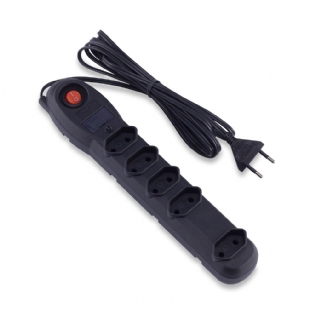 Protetor Elétrico 5 Tomadas Bipolar Bivolt 3 Metros Preto - Force Line