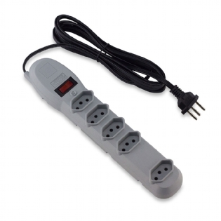 Protetor Elétrico 5 Tomadas Tripolar Bivolt Cinza - Force Line