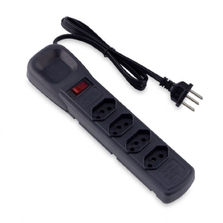 Filtro De Linha 4 Tomadas Tripolar Bivolt 80Cm Preto - Force Line