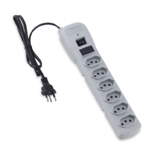 Filtro De Linha 6 Tomadas Tripolar Bivolt 80Cm Cinza - Force Line