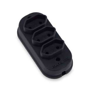 Tomada Reforçada Bipolar 3 Tomadas 10A Preto - Force Line