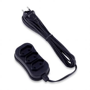 Extensão Reforçada Bipolar 3 Tomadas 10A 5 Metros Preto - Force Line