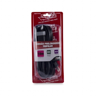 Extensão Cordão Prolongador Tripolar 10A Preto 10 Metros - Force Line