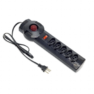 Filtro De Linha 5 Tomadas Tripolar Bivolt Com Voltímetro Preto - Force Line