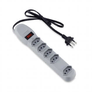 Filtro De Linha 5 Tomadas Tripolar Bivolt 80Cm Cinza - Force Line