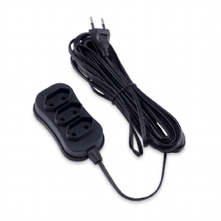 Extensão Reforçada Bipolar 3 Tomadas 10A 10 Metros Preto - Force Line