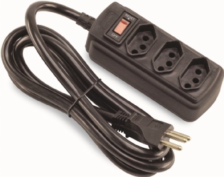 Filtro De Linha 20A 3 Tomadas Tripolar Bivolt 1,5M Preto - Force Line