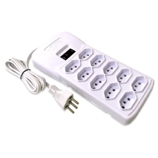 Filtro De Linha 10 Tomadas Tripolar Bivolt 120Cm Branco - Force Line