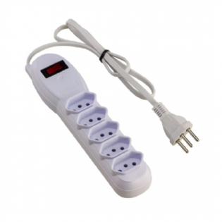 Filtro De Linha Slim 5 Tomadas Tripolar Bivolt 80Cm Branco - Force Line