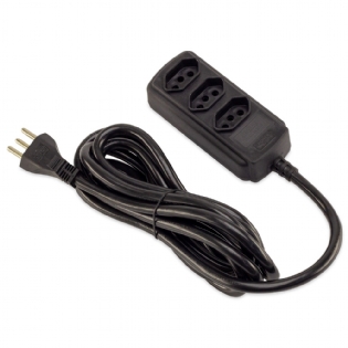 Extensão Slim 3 Tomadas 20A Tripolar 5 Metros Preto - Force Line