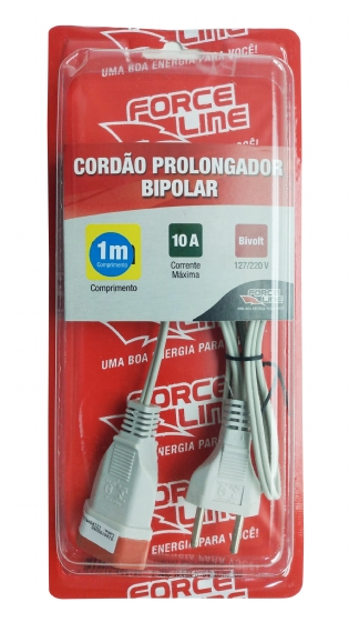 Cordão Prolongador Bipolar 1M Cinza - Force Line