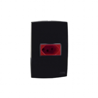 Conjunto Tomada Vermelha 10A Preto Rubi - Force Line