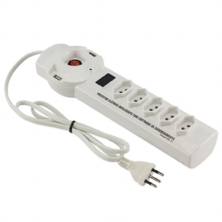 Protetor Elétrico Inteligente 10A Com Carregador Usb Branco - Force Line