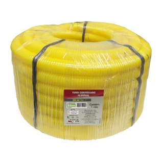 Tubo Corrugado Flexível 1" Dn 32 Rolo Com 50M Amarelo  - Force Line