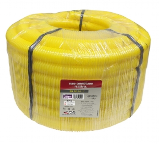 Tubo Corrugado Flexível 1" Dn 32 Rolo Com 25M Amarelo  - Force Line