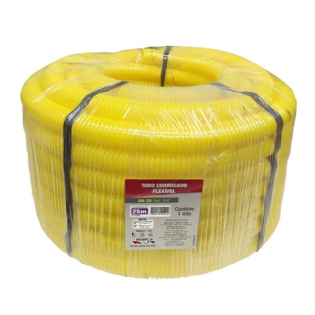 Tubo Corrugado Flexível 3/4 Dn 25 Rolo Com 25M Amarelo  - Force Line