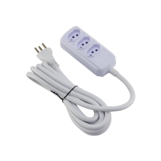 Extensão Slim 3 Tomadas 20A Tripolar 3 Metros Branco - Force Line