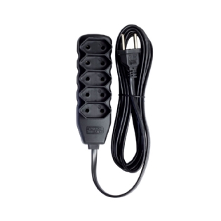 Extensão Reforçada Bipolar 5 Tomadas 10A 10 Metros Preto - ForceLine