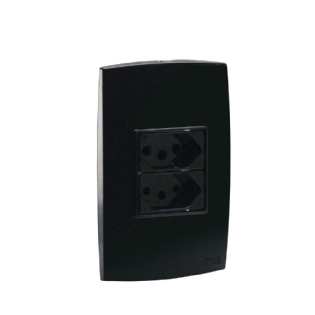 Conjunto Tomada Dupla 2P+T 10A 250V Preto Rubi - Force Line