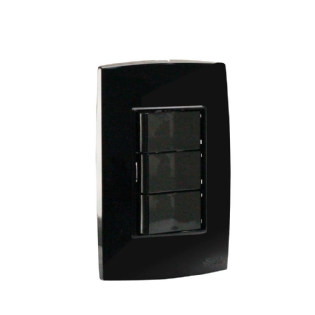 Conjunto 3 Interruptores Simples 10A 250V Preto Rubi - Force Line