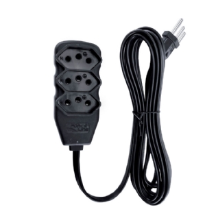 Extensão Reforçada Tripolar 3 Tomadas 10A 10 Metros Preto - Force Line