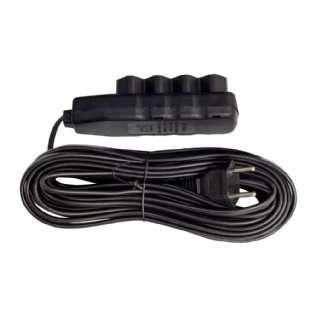 Extensão Bipolar 4 Tomadas 10A 10M Slim Preta - Force Line