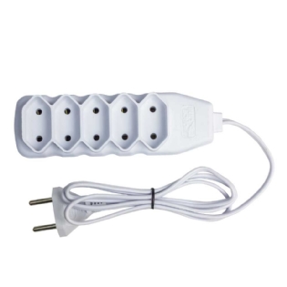 Extensão Bipolar 5 Tomadas 10A 1,5 Metros Branco Force Line