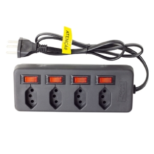 Filtro De Linha Com Disjuntores Rearmáveis Individuais 4 Tomadas Preto - Force Line