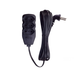 Extensão Slim plug 90 graus 3 Tomadas Tripolar 10A Bivolt 3 metros Preto - Force Line
