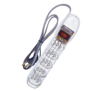 Filtro de linha 5 tomadas DPS transparente Plug 90 graus 10A