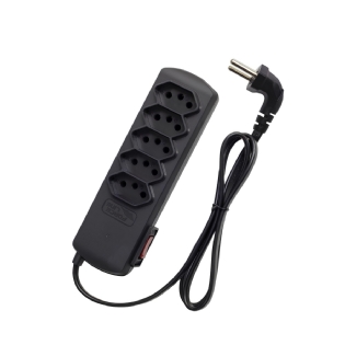 Filtro de linha 5 tomadas DPS Plug 90 graus Bivolt 10A Preto Forceline