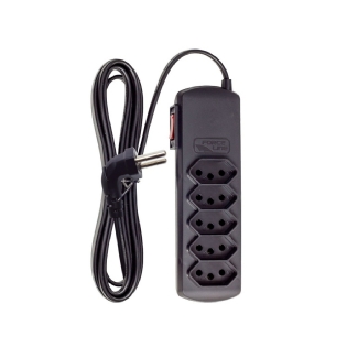 Filtro de linha 5 tomadas DPS 3 metros Plug 90 graus Bivolt 10A Preto Forceline