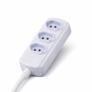Extensão 3 Tomadas 20A Tripolar 5 Metros Branco Force Line