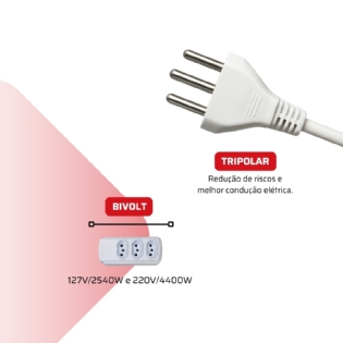 Extensão 3 Tomadas 20A Tripolar 5 Metros Branco Force Line