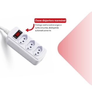 Filtro de Linha 20 Amperes para ar condicionado 3 Tomadas 1,5 metros