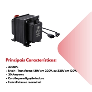 Autotransformador 3000Va Bivolt 20 amperes forceline