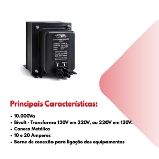 Autotransformador Slim Fit 10.000VA Bivolt 10 e 20A Slim Fit Forceline