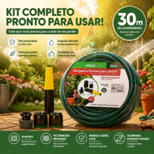 Mangueira Jardim 30 Metros Com Esguicho Trançada Reforçada Flexível 3/8