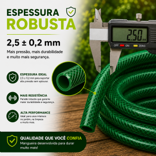 Mangueira Trançada 3/4 verde 100 metros para jardim reforçada anti dobra